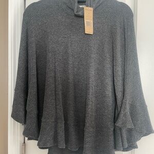 Michael Stars Womens Charcoal Grey Casual Shirt Top Flowy Cowl Neck New